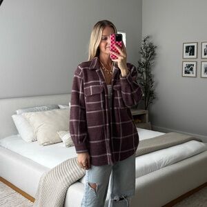 Z Supply Plum and Cream Plaid Jacket